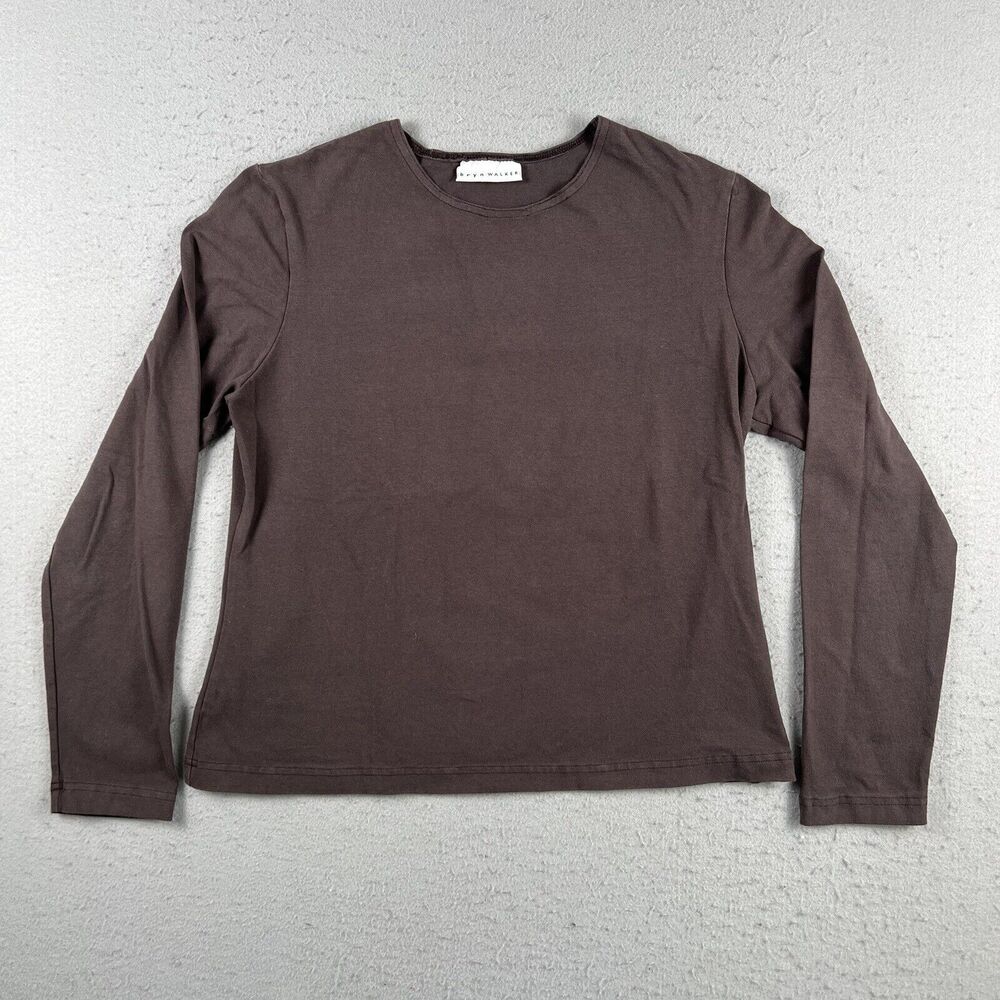 Bryan Walker Brown Cotton Blend Long Sleeve Round Neck Pullover Shirt Women’s L